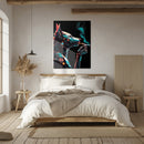 Cybernetic Canine Smoking Portrait – Futuristic Neon Dog UV Glass Wall Art-KAFCD078
