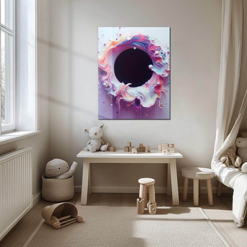 Abstract Colorful Void Swirl – Vibrant UV Glass Wall Art with 3D Paint Effect-KAFCD079