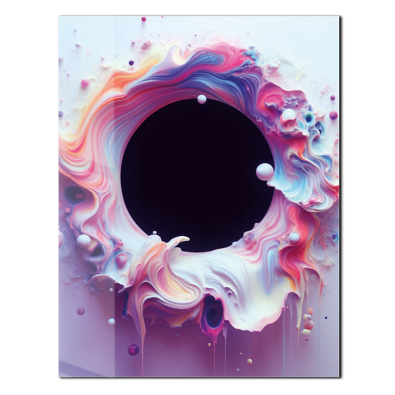 Abstract Colorful Void Swirl – Vibrant UV Glass Wall Art with 3D Paint Effect-KAFCD079