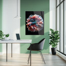 Elegant Betta Fish Flow – Colorful UV Glass Wall Art with Fluid Fin Design-KAFCD080