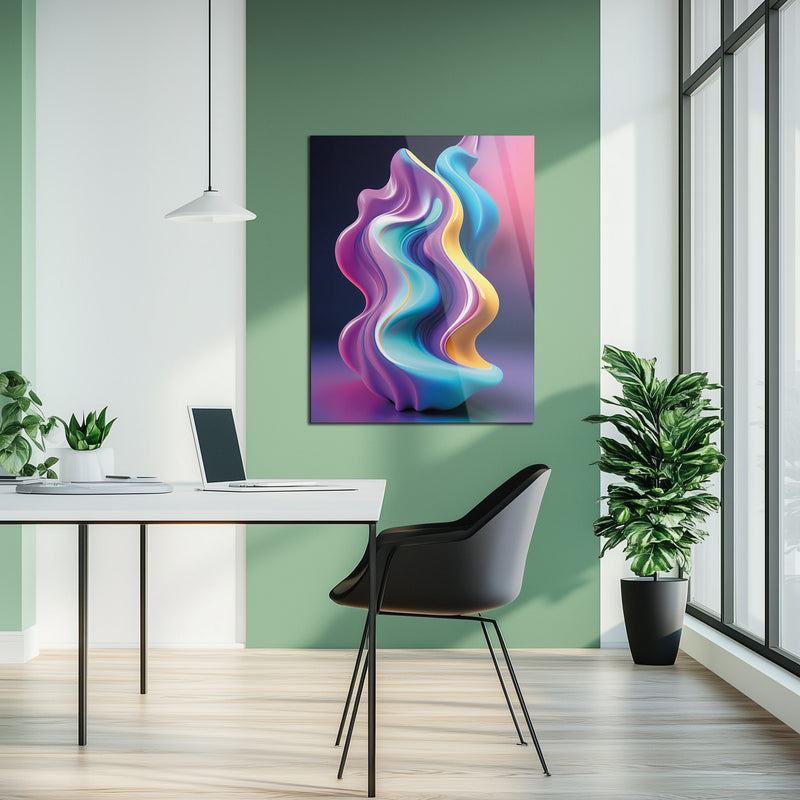 Abstract Fluid Wave – Colorful Modern UV Glass Wall Art-KAFCD083