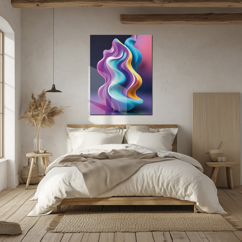 Abstract Fluid Wave – Colorful Modern UV Glass Wall Art-KAFCD083