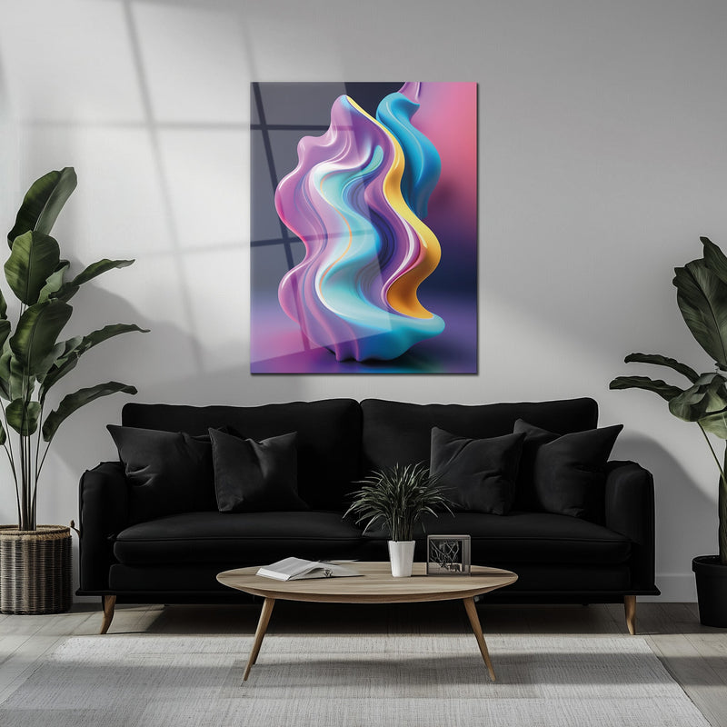 Abstract Fluid Wave – Colorful Modern UV Glass Wall Art-KAFCD083