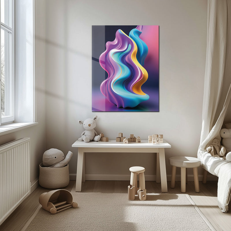 Abstract Fluid Wave – Colorful Modern UV Glass Wall Art-KAFCD083