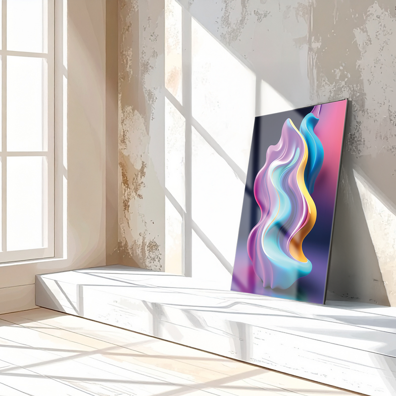 Abstract Fluid Wave – Colorful Modern UV Glass Wall Art-KAFCD083