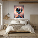 Big-Eyed Fantasy Kitten UV Glass Wall Art – Cute Neon Pet Illustration - KAFCD094