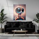 Big-Eyed Fantasy Kitten UV Glass Wall Art – Cute Neon Pet Illustration - KAFCD094