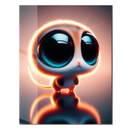 Big-Eyed Fantasy Kitten UV Glass Wall Art – Cute Neon Pet Illustration - KAFCD094