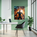Dystopian Cyborg Encounter – UV Printed Sci-Fi Glass Wall Art for Futuristic Decor - KAFCD108