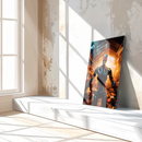 Dystopian Cyborg Encounter – UV Printed Sci-Fi Glass Wall Art for Futuristic Decor - KAFCD108