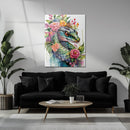Floral Serpent Portrait – Watercolor Style UV Glass Wall Art with Botanical Snake Design - KAFCD109