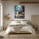 Adventure Puppy Portrait – Cute Explorer Dog UV Glass Wall Art for Pet Lovers - KAFCD110