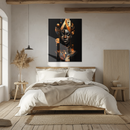 African Queen Abstract Glass Wall Art – Geometric Portrait in Copper and Black UV Printed Decor-KAFCD229