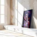 Afrofuturistic Queen Glass Wall Art – Vibrant Tribal Portrait with UV Neon Accents in Blue and Orange-KAFCD230