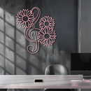 Pink Treble Clef with Sunflowers Metal Wall Art – Musical Floral Decor - KAFGP002
