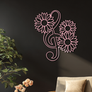 Pink Treble Clef with Sunflowers Metal Wall Art – Musical Floral Decor - KAFGP002
