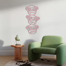 Pink Three Monkeys Metal Wall Art – Playful See No Evil, Hear No Evil, Speak No Evil Design - KAFGP004