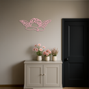 Pink Angel Silhouette Metal Wall Art – Elegant Guardian Wings Design - KAFGP005