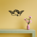 Pink Angel Silhouette Metal Wall Art – Elegant Guardian Wings Design - KAFGP005