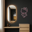 Pink Cute Cat Silhouette Metal Wall Art – Playful Character Design - KAFGP007