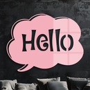 Pink Hello Speech Bubble Metal Wall Art – Playful Greeting Sign - KAFGP011