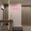 Pink Hello Speech Bubble Metal Wall Art – Playful Greeting Sign - KAFGP011