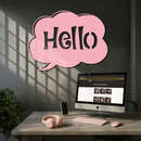 Pink Hello Speech Bubble Metal Wall Art – Playful Greeting Sign - KAFGP011