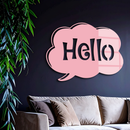 Pink Hello Speech Bubble Metal Wall Art – Playful Greeting Sign - KAFGP011