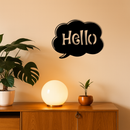 Pink Hello Speech Bubble Metal Wall Art – Playful Greeting Sign - KAFGP011