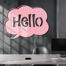 Pink Hello Speech Bubble Metal Wall Art – Playful Greeting Sign - KAFGP011