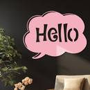 Pink Hello Speech Bubble Metal Wall Art – Playful Greeting Sign - KAFGP011