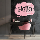 Pink Hello Speech Bubble Metal Wall Art – Playful Greeting Sign - KAFGP011
