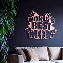 Pink World’s Best Mom Metal Wall Art – Star Design Mother’s Day Gift - KAFGP015