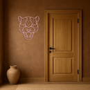 Pink Panther Head Metal Wall Art – Geometric Wild Cat Silhouette Decor - KAFGP019