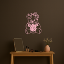 Pink Teddy Bear with Strawberry Metal Wall Art – Cute Bow Design for Kids Room - KAFGP020