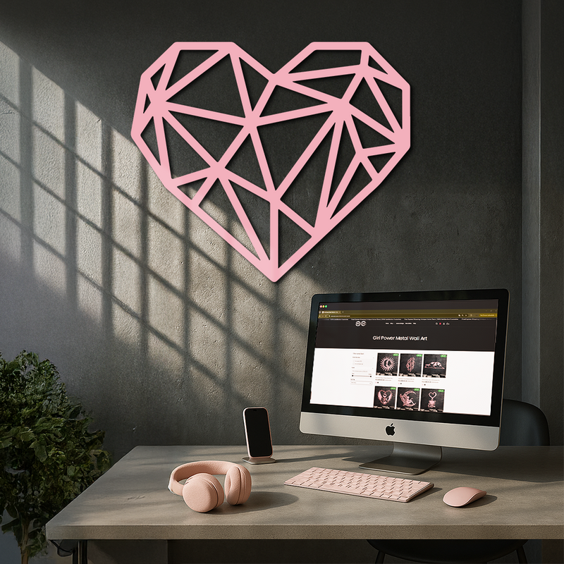 Geometric Heart Silhouette Metal Wall Art – Modern Love Design - KAFGP042
