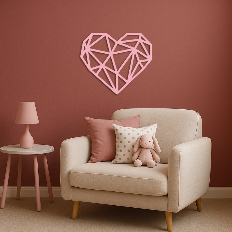 Geometric Heart Silhouette Metal Wall Art – Modern Love Design - KAFGP042