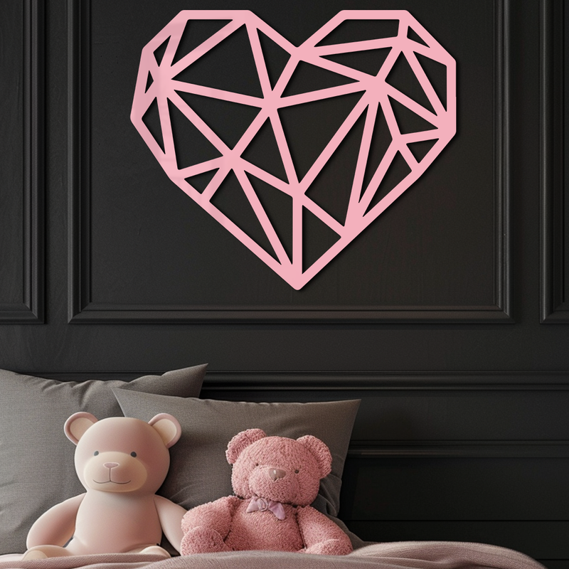 Geometric Heart Silhouette Metal Wall Art – Modern Love Design - KAFGP042