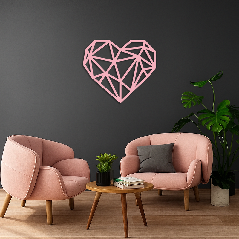 Geometric Heart Silhouette Metal Wall Art – Modern Love Design - KAFGP042