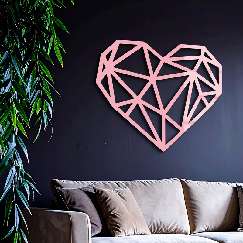 Geometric Heart Silhouette Metal Wall Art – Modern Love Design - KAFGP042