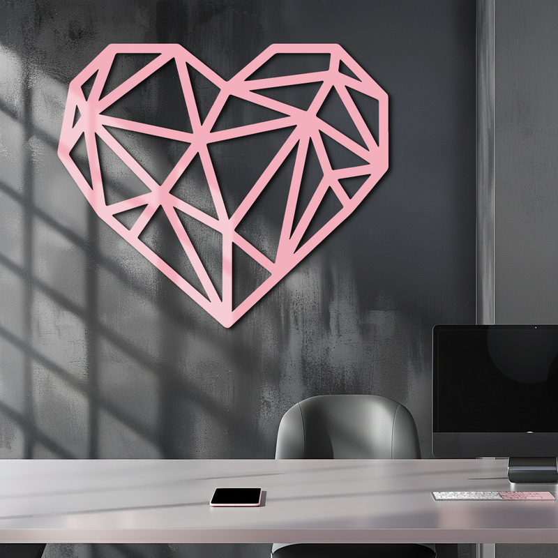 Geometric Heart Silhouette Metal Wall Art – Modern Love Design - KAFGP042
