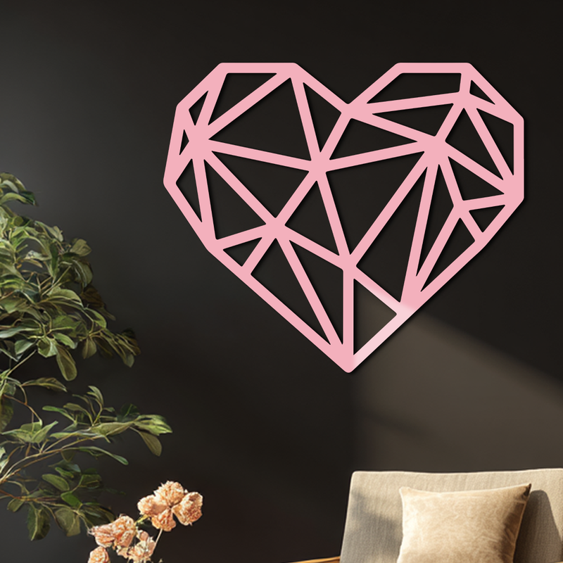 Geometric Heart Silhouette Metal Wall Art – Modern Love Design - KAFGP042