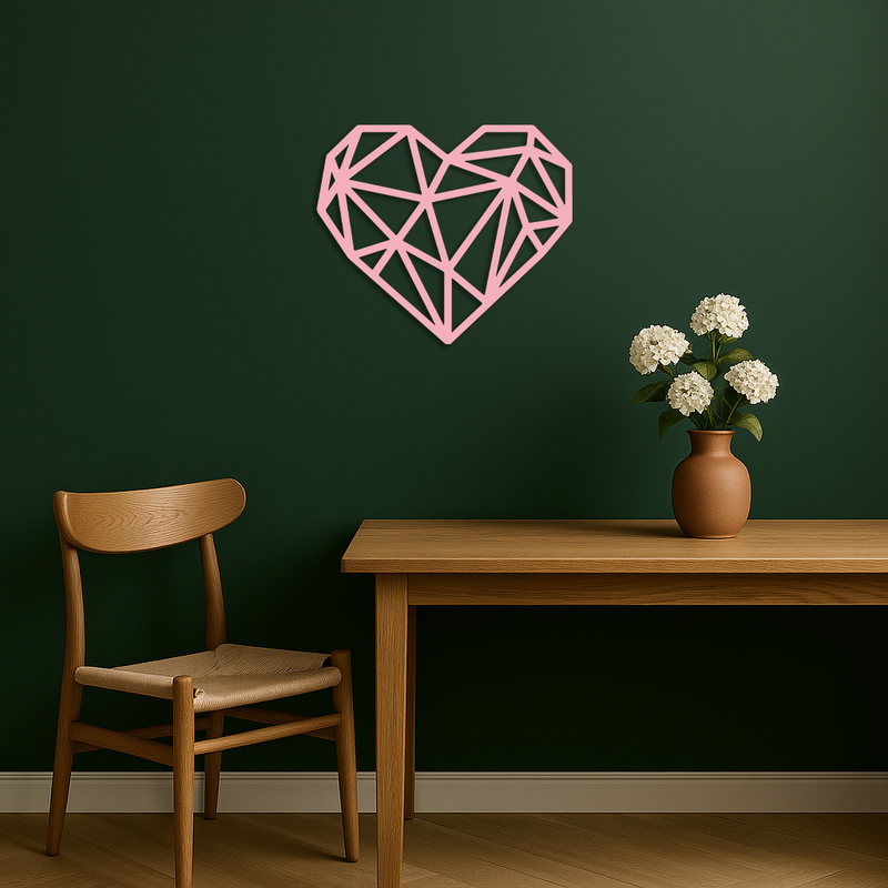 Geometric Heart Silhouette Metal Wall Art – Modern Love Design - KAFGP042