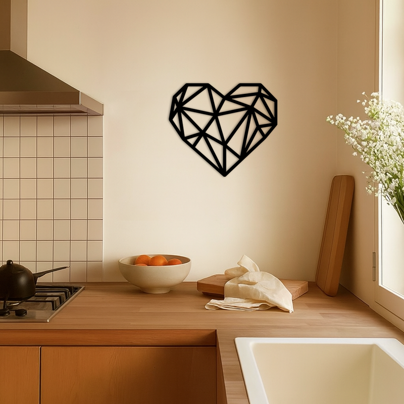 Geometric Heart Silhouette Metal Wall Art – Modern Love Design - KAFGP042