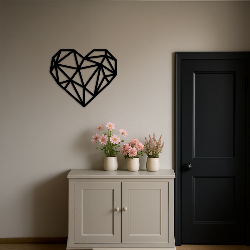 Geometric Heart Silhouette Metal Wall Art – Modern Love Design - KAFGP042