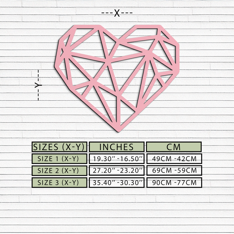 Geometric Heart Silhouette Metal Wall Art – Modern Love Design - KAFGP042