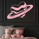 Planet Heart Silhouette Metal Wall Art – Cosmic Love Design - KAFGP043