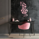 Heart Pattern Leopard Silhouette Metal Wall Art – Modern Animal Design - KAFGP044