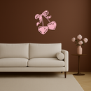 Cherry Heart Silhouette Metal Wall Art – Romantic Bow Design - KAFGP046