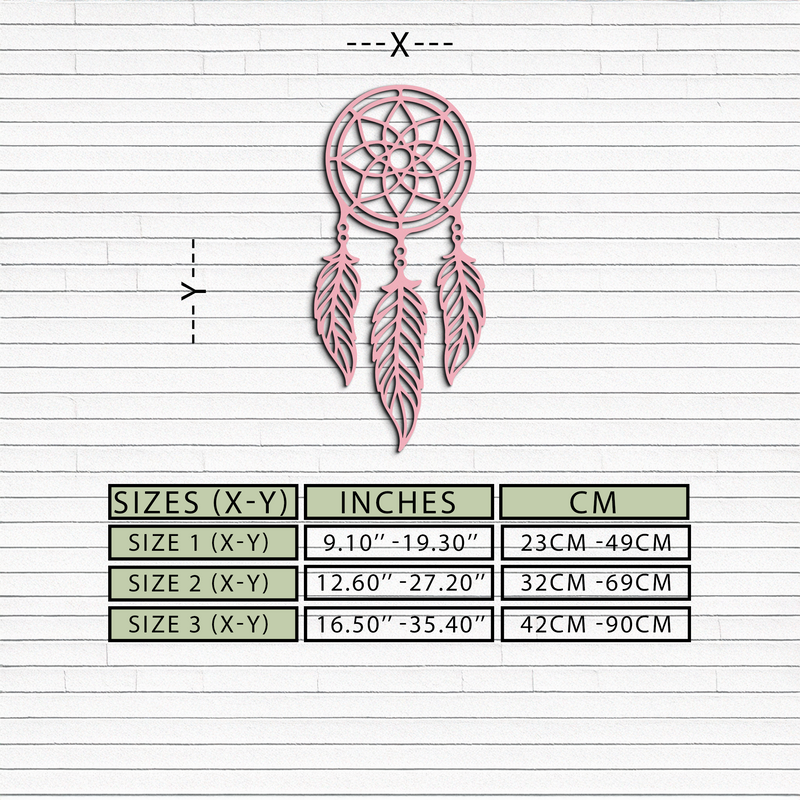 Dreamcatcher Silhouette Metal Wall Art – Boho Feather Design - KAFGP065